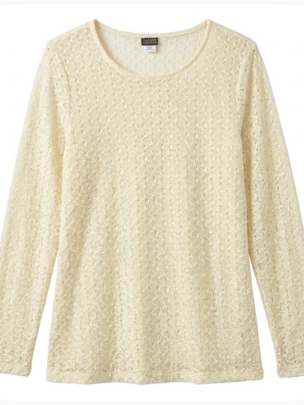 SALON STUDIO Crochet Shell Overlay Underlay Top Women’s M Yellow